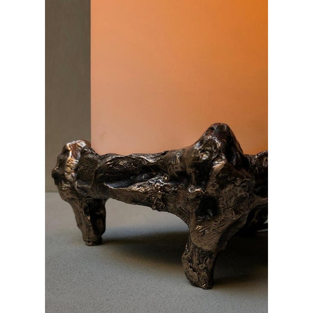 Nova table lamp in patinated cast bronze by william guillon hand sculpted, dated and signed dimensions: ø 24 x h 34 cm...