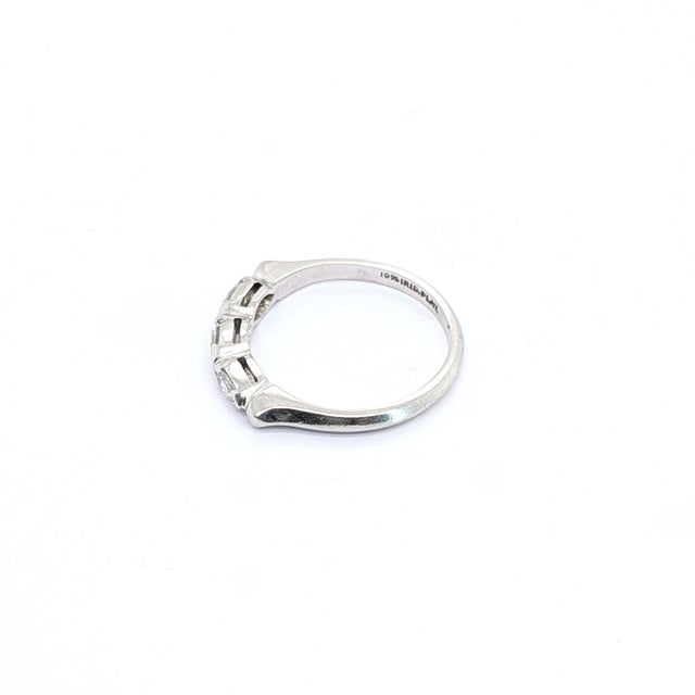 Early 21st Century Platinum East-West Bezel Set Marquise Diamond Wedding Band - Size 6.25 For Sale - Image 5 of 6