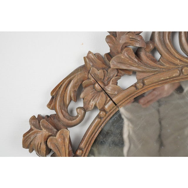Mid 20th Century Vintage French Provincial Oval Wood Wall Mirror For Sale - Image 5 of 12