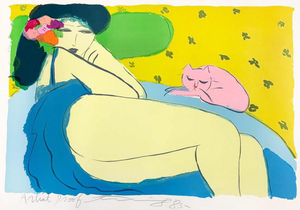 Walasse Ting, Woman with Cat, 1920s, Lithograph