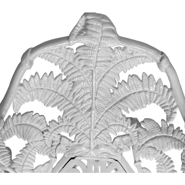 Metal Pair of Antique White Cast Iron Garden Chairs For Sale - Image 7 of 11