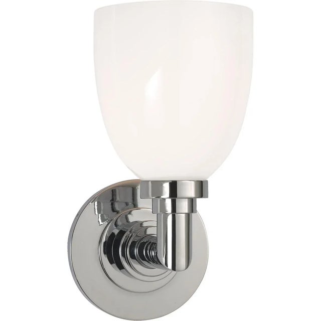 Modern Chapman & Myers for Visual Comfort Signature Wilton Single Bath Light in Chrome with White Glass For Sale - Image 3 of 4