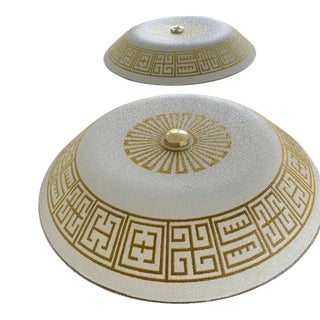 1970s Retro Pebbled Glass Flush or Semi-Flush-Mount Light Fixtures - a Pair For Sale