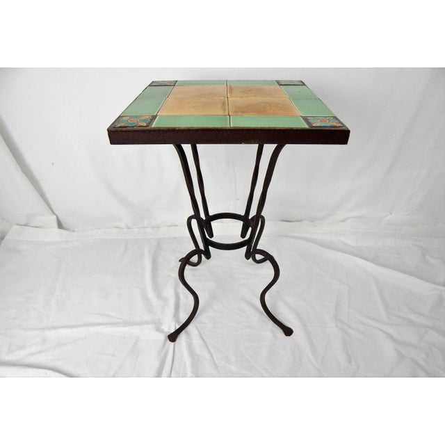 California Tile Top Iron Side Table For Sale - Image 9 of 13