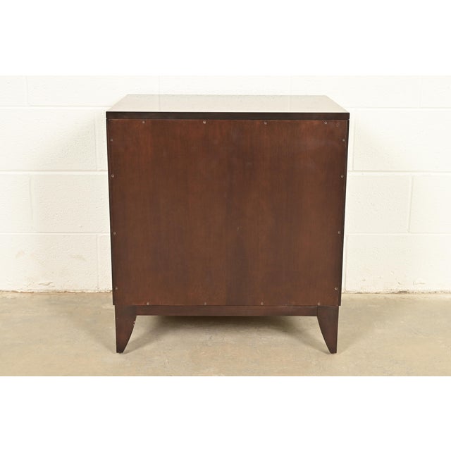 Kindel Furniture Modern Hollywood Regency Mahogany and Cream Lacquered Nightstand For Sale - Image 10 of 11