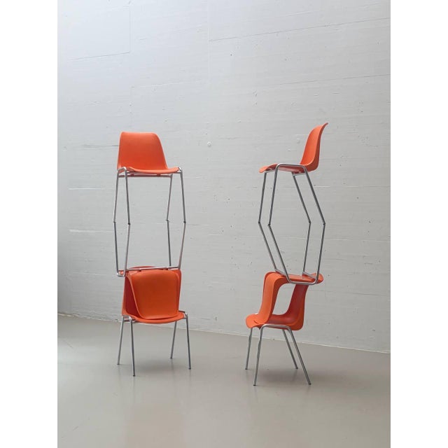 Orange Orange Stacking Chairs Europa by Helmut Starke for Embru, 1970s For Sale - Image 8 of 15