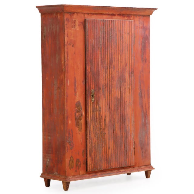 Wood Swedish Provincial Painted Armoire / Cupboard, Late 19th C. For Sale - Image 7 of 8