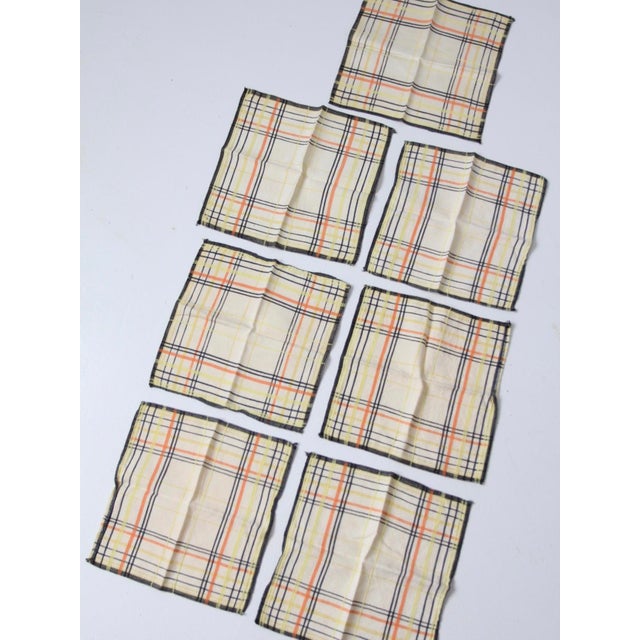 Set of 7 Vintage Plaid Napkins For Sale - Image 4 of 8