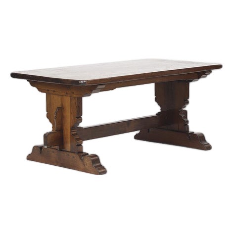 Large Mid-Century Brutalist Rustic Dining Table in Oak For Sale