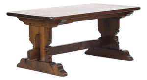 Large Mid-Century Brutalist Rustic Dining Table in Oak