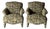 1990s Postmodern Vintage Sage Tapestry Club Lounge Chairs, Angelo Donghia, Pair For Sale