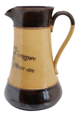 English Doulton Lambeth Stoneware Pottery Motto Pitcher
