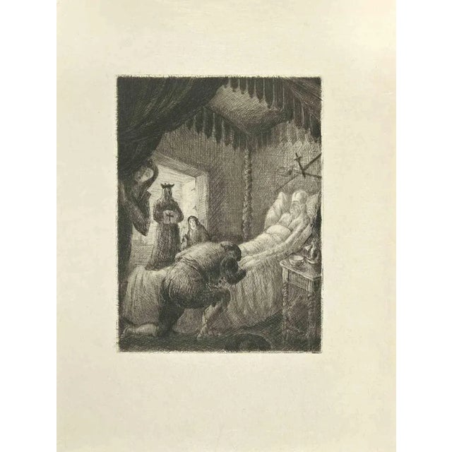 Don Quixote in The Bed is an etching and drypoint print on ivory-colored Japanese paper, realized by Wladyslaw Jahl in...