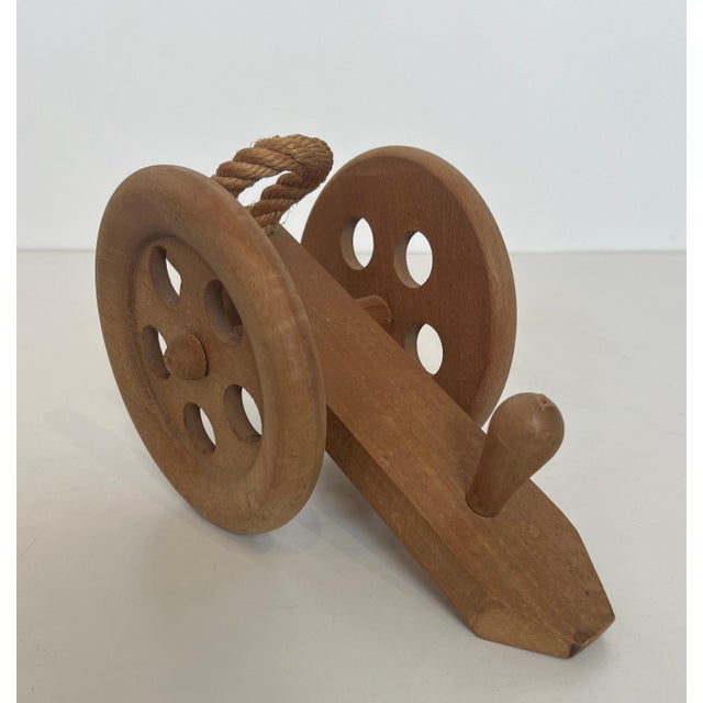 1970s Wooden and rope bottle holder representing a cannon. French works by Audoux Minet For Sale - Image 10 of 12
