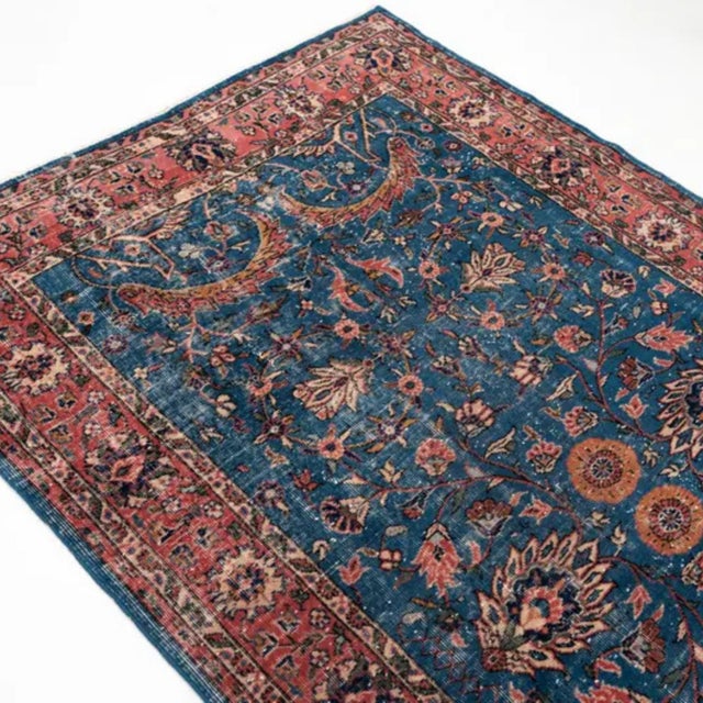 Vintage Distressed Blue Ground Sparta Rug - 5'3" X 9' For Sale - Image 9 of 9