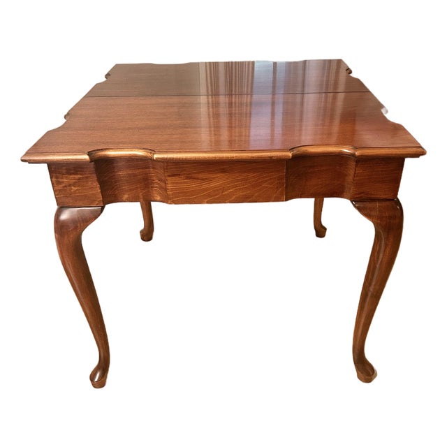 Vintage Queen Anne Revival Mahogany Flip-Top Game Table / Console Table For Sale