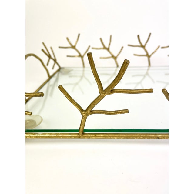Glass & Golden Metal Serving Tray, France, 1970s For Sale - Image 9 of 10