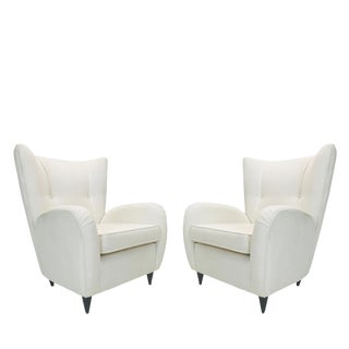 Pair of White Italian Paolo Buffa Lounge Chairs For Sale