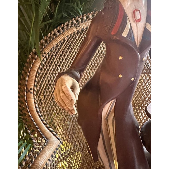 Hand Painted Ceramic Sculpture of Knight on Pedestal Leaning on an Amphora from Tarik, 1950-1960 For Sale - Image 3 of 11