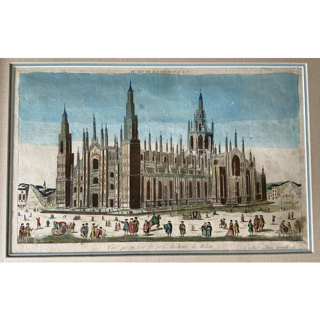 Late 18th Century Antique Hand Colored Copper Engraving Milan Cathedral Louis Joseph Mondhare Paris 1770 For Sale - Image 5 of 12