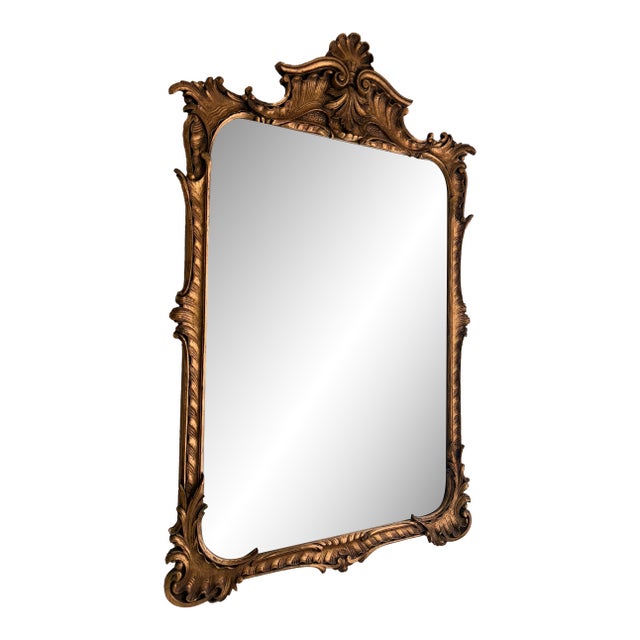 1960s Elegant Rococo Revival Gold Wall Mirror For Sale
