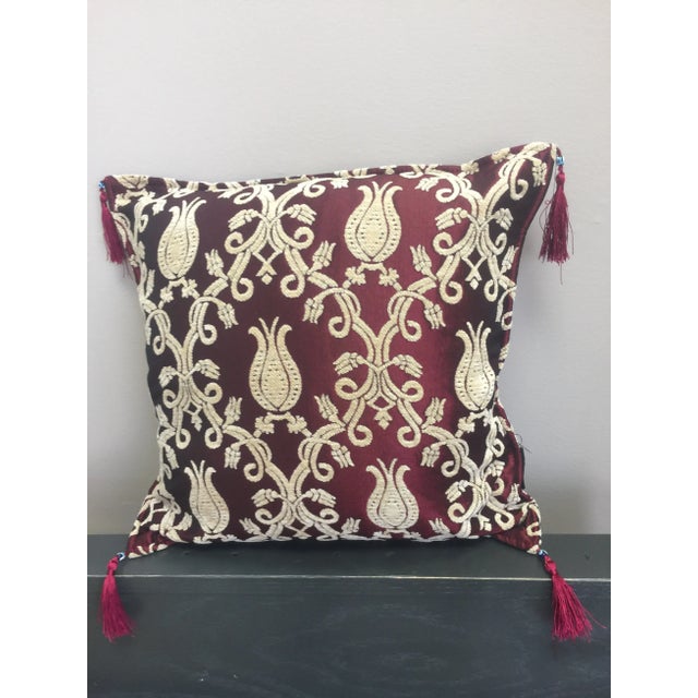 Authentic Kilim Pattered Burgundy 17"x 17" Pillow Cover Chairish