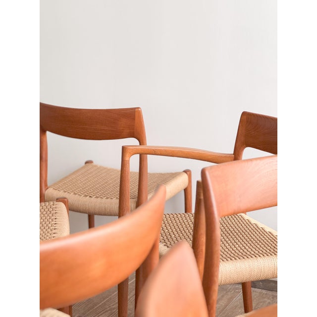 Mid-Century Danish Teak Dining Chairs #57 & 77 by Niels O. Møller, J. L. Moller, Set of 10 For Sale - Image 9 of 16