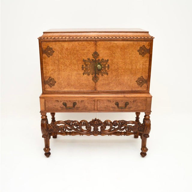 Antique Burr Walnut Cocktail Cabinet, 1920s For Sale - Image 4 of 13
