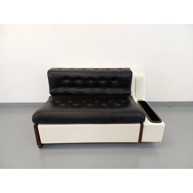 Vintage Italian Sofa Bed with Integrated Lighting in Skai, Fiberglass and Rosewood by Beka Tortuga, 1970s For Sale - Image 16 of 18