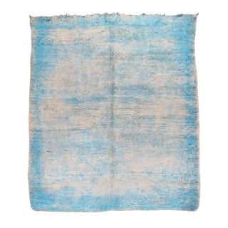 Vintage Sky Blue Moroccan Square Rug - 7' x 8'3" For Sale