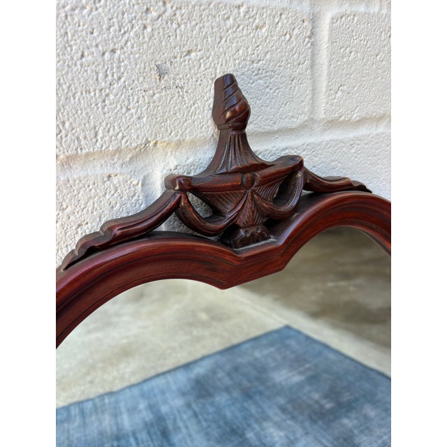 Vintage 1930s Mahogany Shield Hanging Wall Mirror For Sale - Image 9 of 9