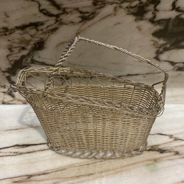 Silver Weaved Wine Holder Basket For Sale In Miami - Image 6 of 6