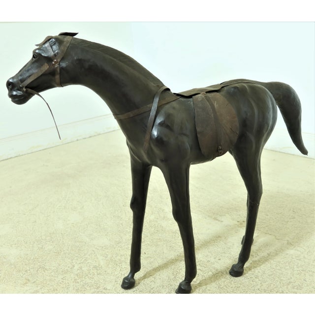 Vintage Leather Horse Equestrian Statue For Sale - Image 10 of 13