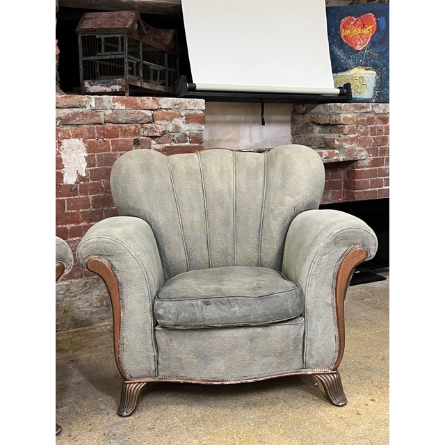 Large Art Deco Lounge Chairs, 1940s, Set of 2 For Sale - Image 3 of 12