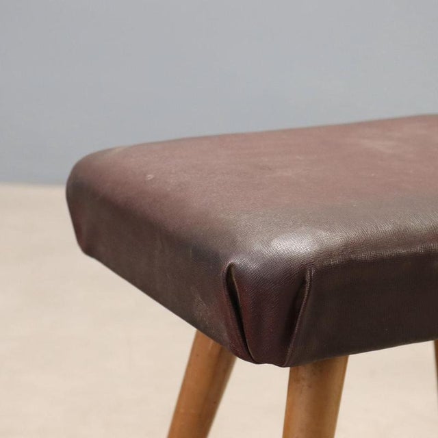 Vintage Stools in Beech and Leatherette, Italy, 1950s, Set of 2 For Sale - Image 3 of 8