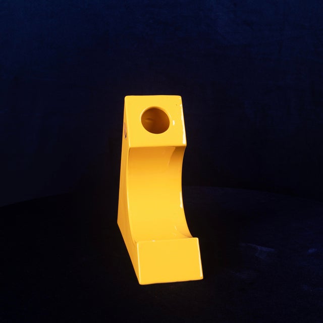 1970s Italian Space Age Sculptural Yellow Glazed Ceramic Vase, 1970s For Sale - Image 5 of 18