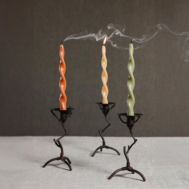 2020s Lumière Twist Taper Candles, Set of 12 in Dried Sage, 12" For Sale - Image 5 of 5