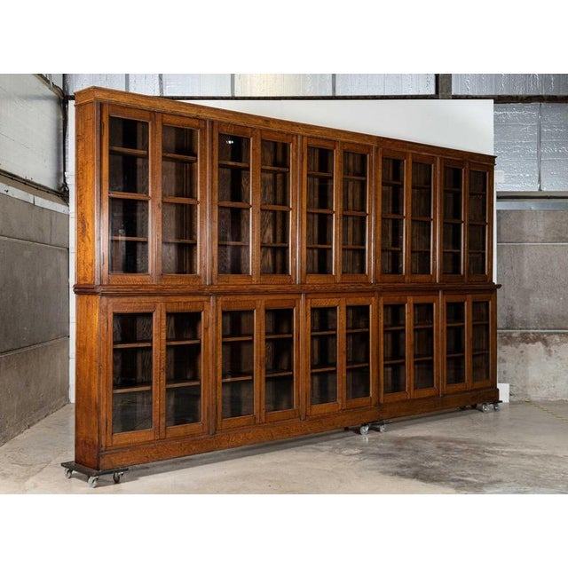 Antique Oak Glazed Library Bookcase, 1890 For Sale - Image 4 of 16