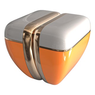 "Blanc Paris" Side Table With Bronze Details, Handcrafted For Sale