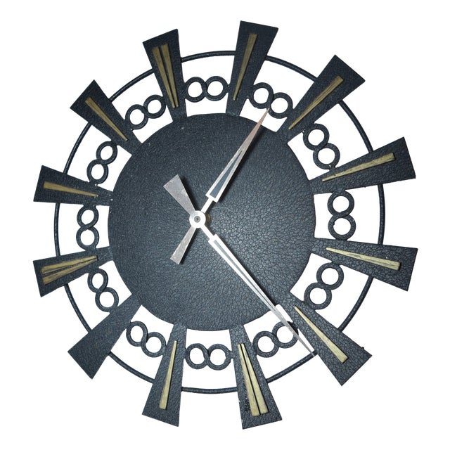 Mid-Century Modern Wall Clock in Refined Metal, 1950s | Chairish