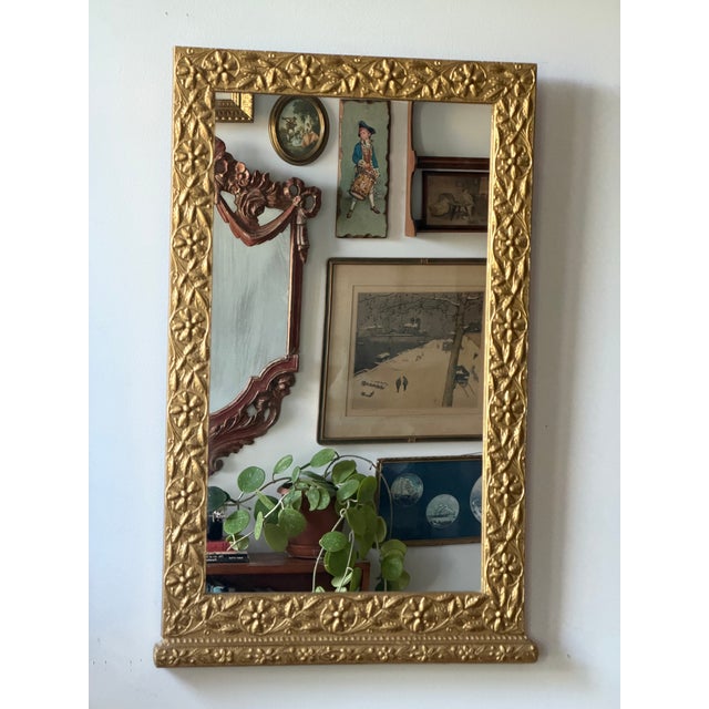 Wood Vintage Floral Giltwood Wall Mirror, C. 1925–1945 For Sale - Image 7 of 8