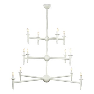 Bourgeois Boheme Atelier 12 Arm Plaster of Paris Chandelier, Avron Chandelier For Sale