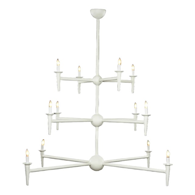 Bourgeois Boheme Atelier 12 Arm Plaster of Paris Chandelier, Avron Chandelier For Sale