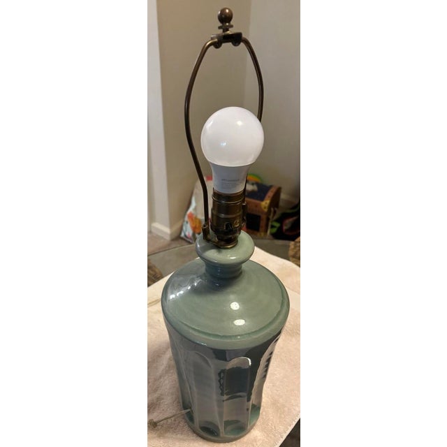 Simon Pearce 1990s Simon Pearce Celadon Lamp For Sale - Image 4 of 5