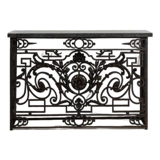 Neoclassical Wrought Iron Console With Belgian Bluestone For Sale