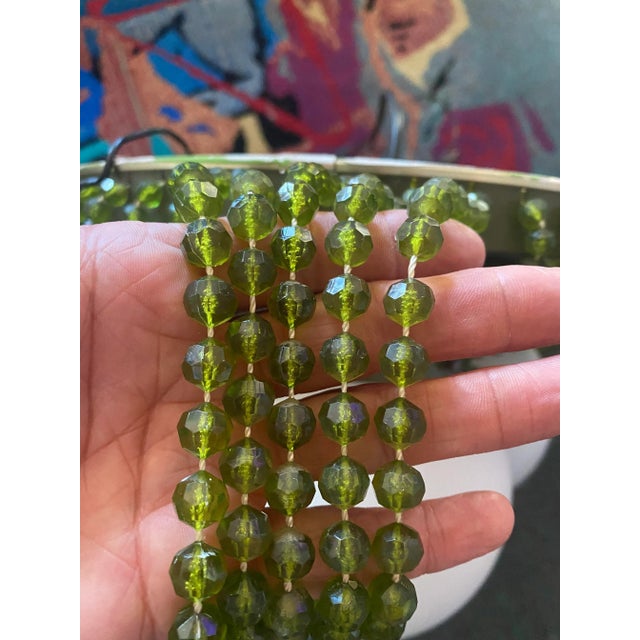 Metal 1970s Vintage Beaded Light Fixture Chandelier For Sale - Image 7 of 9