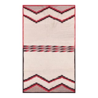 1920s Ivory Minimalist Tribal American Navajo Saddle Rug 2'8" X 4'4" Flatweave Wool Carpet For Sale