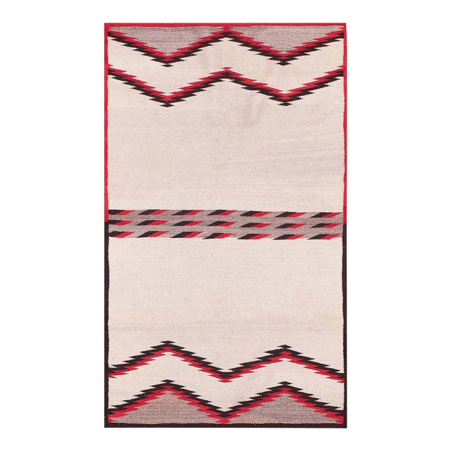 1920s Ivory Minimalist Tribal American Navajo Saddle Rug 2'8" X 4'4" Flatweave Wool Carpet For Sale