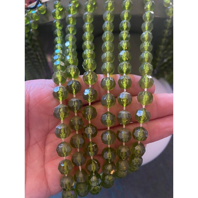 Emerald 1970s Vintage Beaded Light Fixture Chandelier For Sale - Image 8 of 9