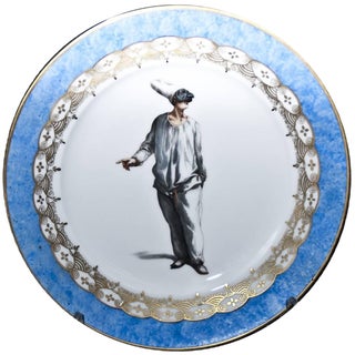 Antique Porcelain Pulcinella Plate For Sale